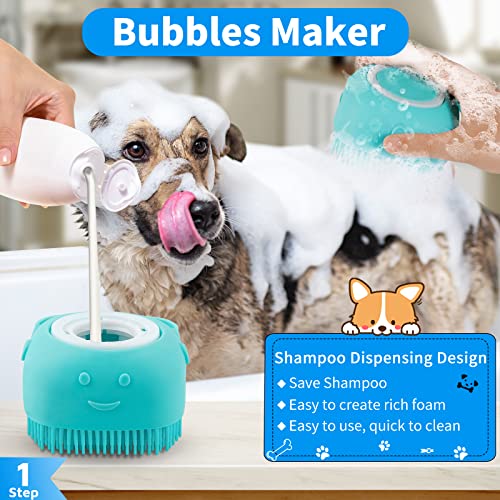 Comotech 3-Piece Canine Bathtub Brush Set | Canine Shampoo and Scrubber for Bathing | Adjustable Deal with Brush for Brief and Lengthy Hair