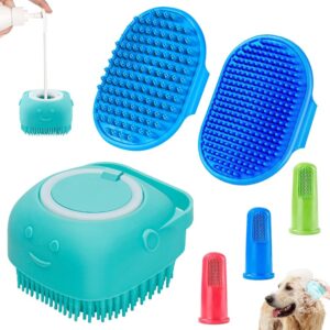 Comotech 3-Piece Canine Bathtub Brush Set | Canine Shampoo and Scrubber for Bathing | Adjustable Deal with Brush for Brief and Lengthy Hair