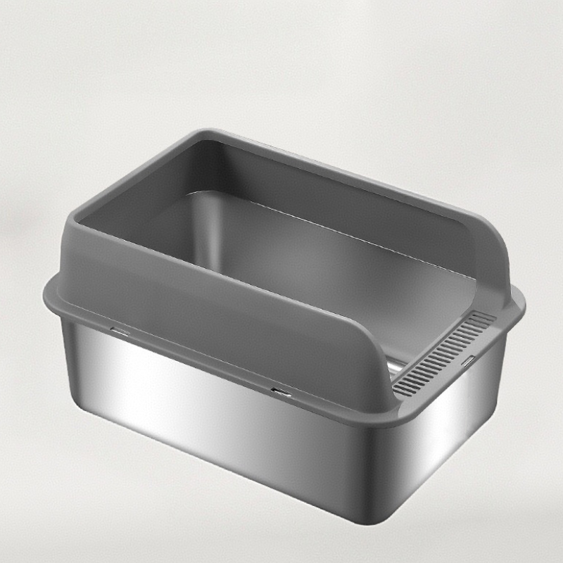 Odorless Stainless Metal Cat Litter Tray for Multi-Cat Households - Best Hygienic Steel Litter Pan for Giant Cats and Rabbits