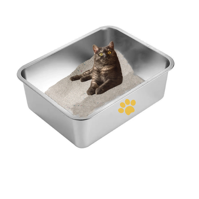 Odorless Stainless Metal Cat Litter Tray for Multi-Cat Households – Best Hygienic Steel Litter Pan for Giant Cats and Rabbits