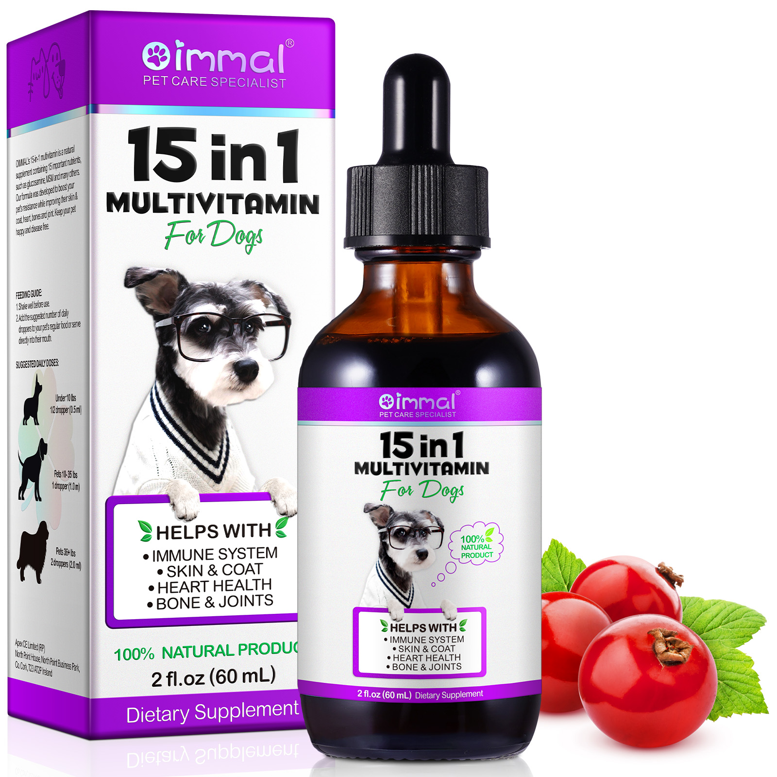 Oimmal 15-in-1 Multivitamin Drops for Senior Canine - Nutritional vitamins for Pores and skin, Coat, Coronary heart, Bone, and Joint Well being